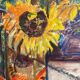 Original Swedish Oil on Panel – “Sunflowers” – Monogram Signed – Vintage & Framed