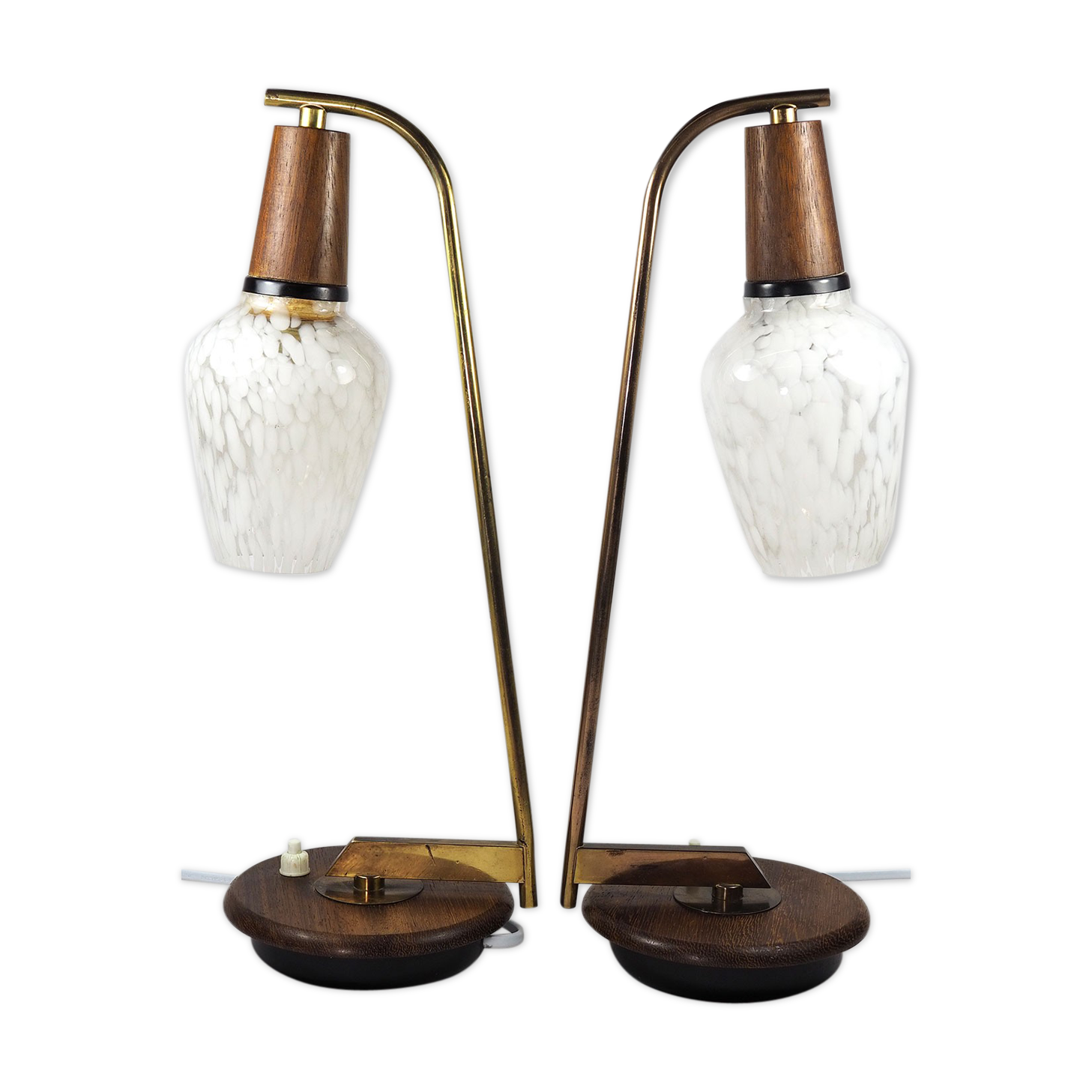 Paire de lampes de table scandinaves du milieu du siècle - Laiton