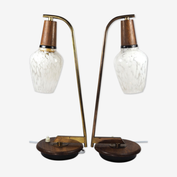 Paire de lampes de table scandinaves du milieu du siècle - Laiton