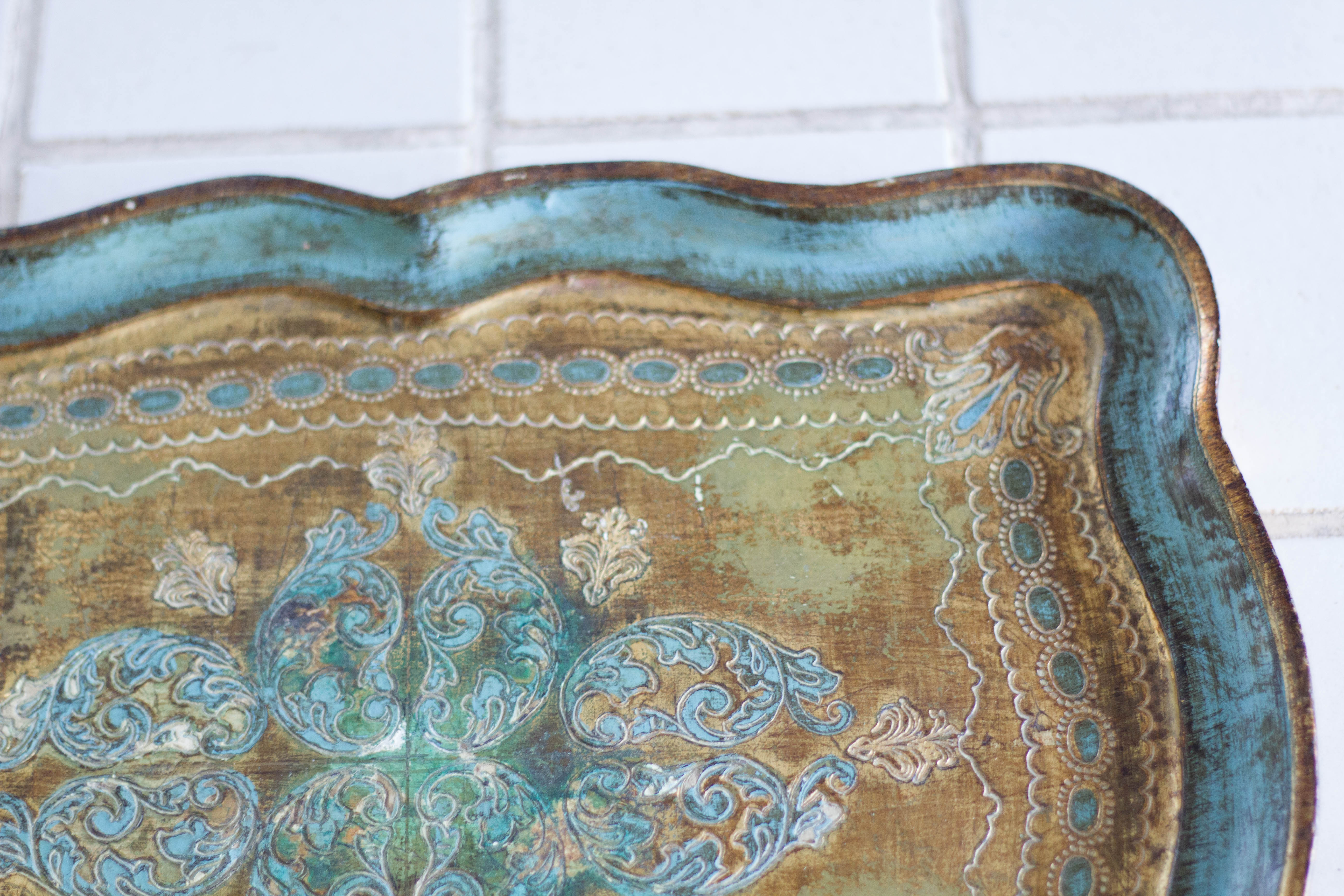 Wooden tray, tea set