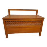 Banc-coffre bois et rotin