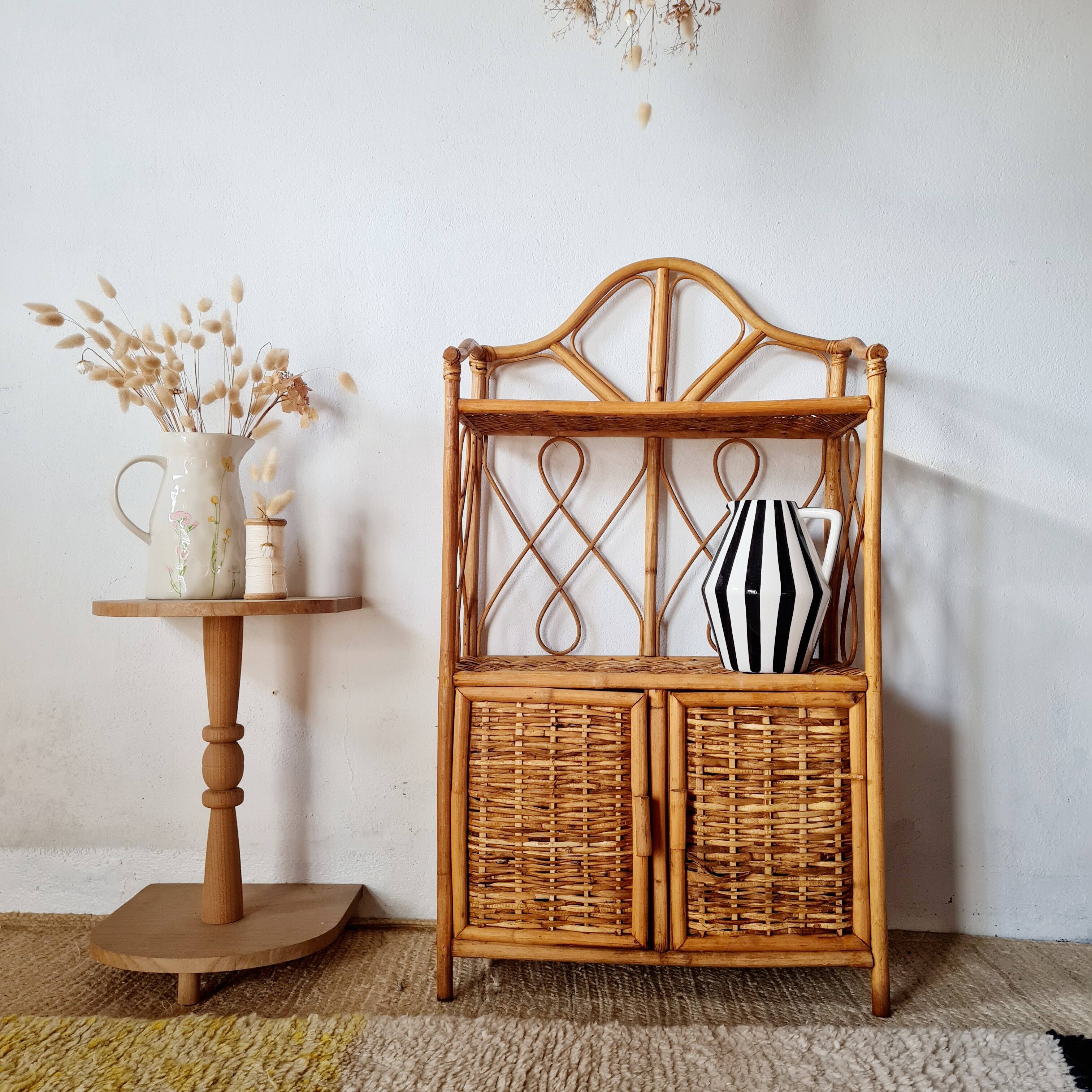 Rattan bookshelf shelf