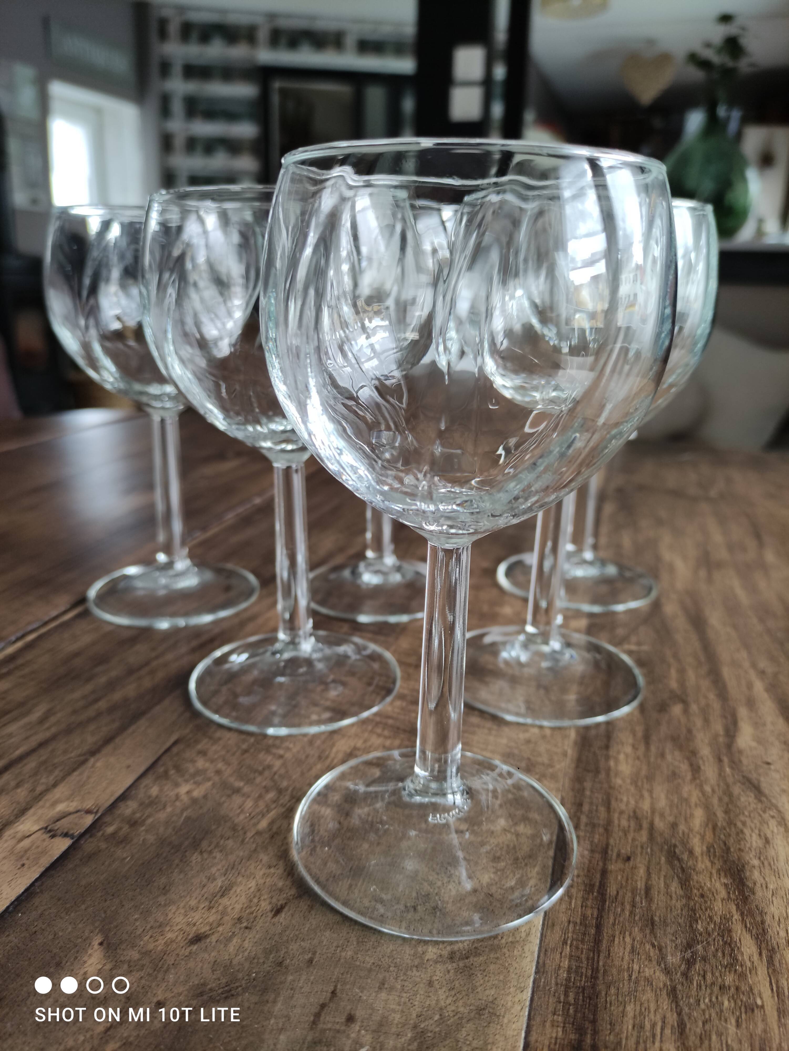 Lot de 6 verres à vin ballon vintage en verre buvant voluté