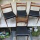 Series of 4 old scandinavian chairs wood teck - skai skaï black vintage