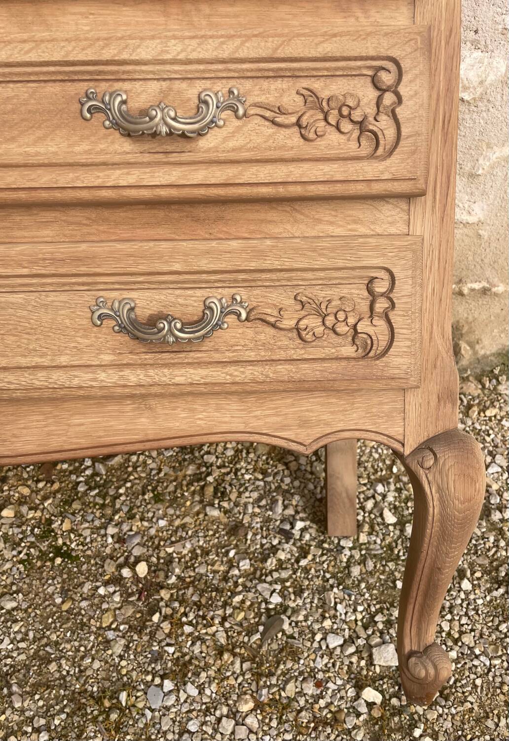 Small stripped oak chest of drawers