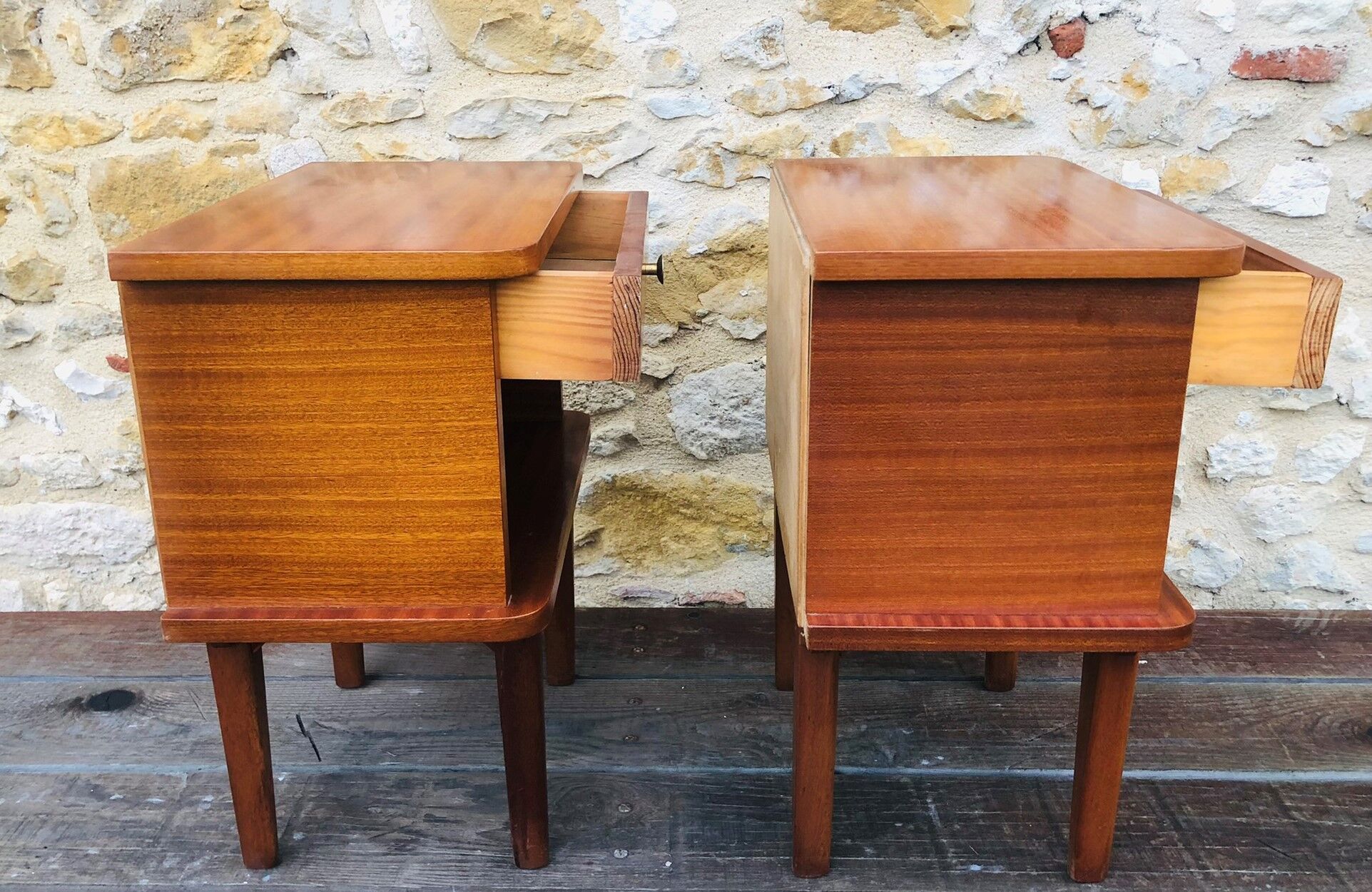 Pair of vintage bedside tables, Scandinavian style 60s