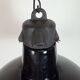Industrial Black Enamel Factory Lamp with Cast Iron Top, 1950s