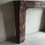 Old Louis XV red marble fireplace