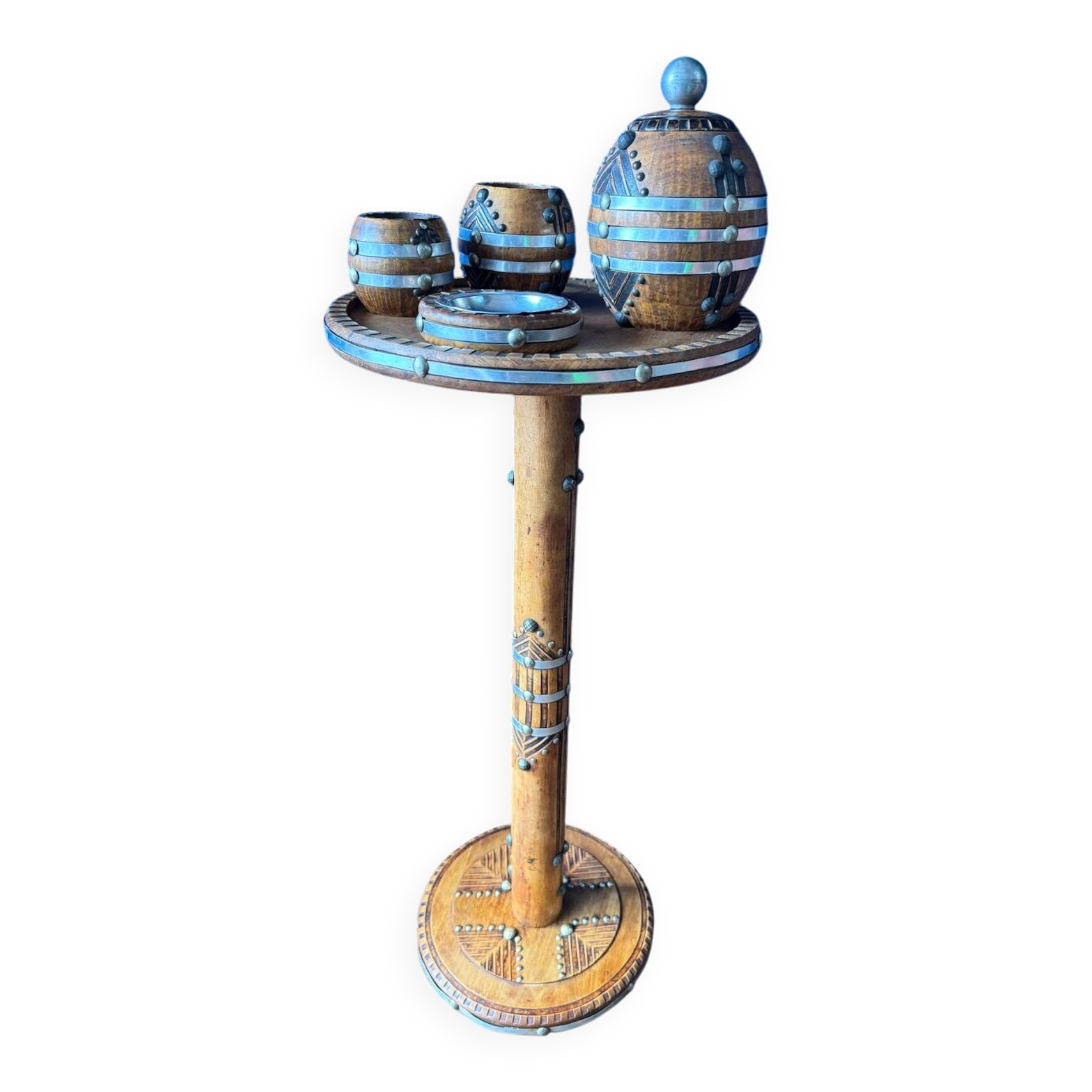 Rare Art Deco smoking table with accessories by J. Pérard