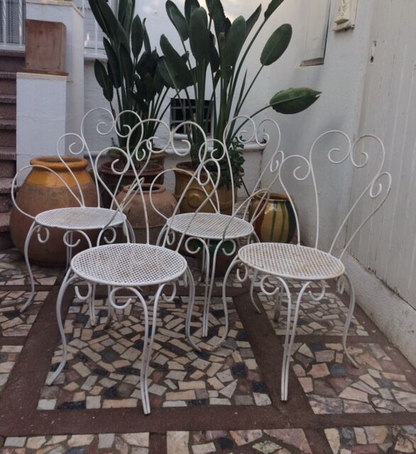 2 armchairs & 2 chairs, wrought iron1950