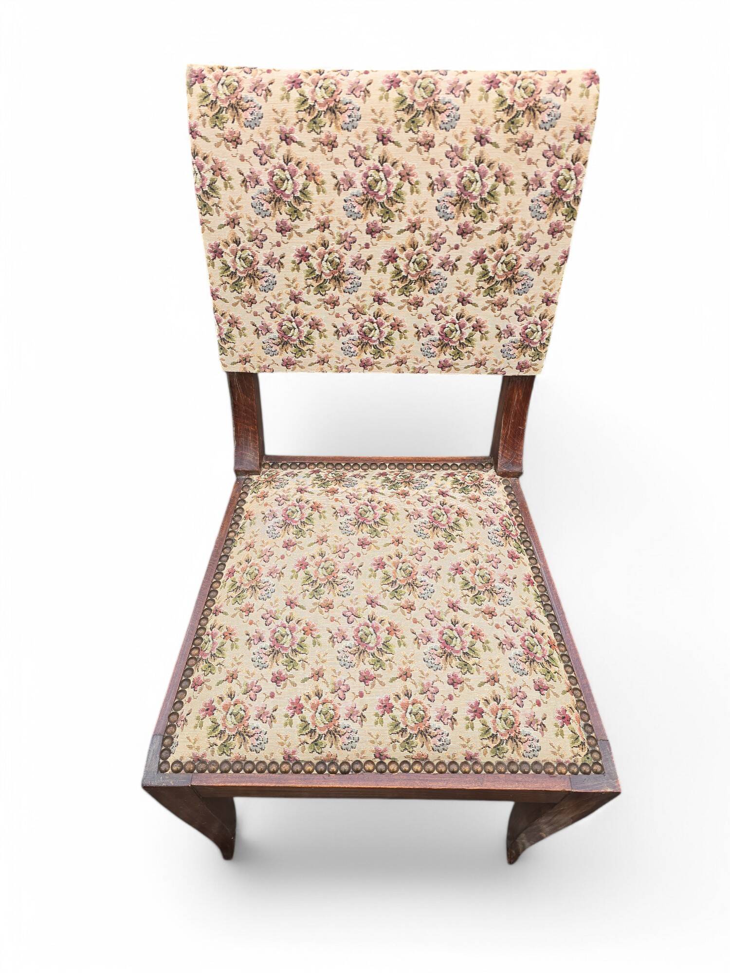 Pair of empire style chairs with floral fabric