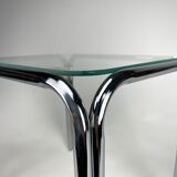 Small side table chrome metal and glass 70s