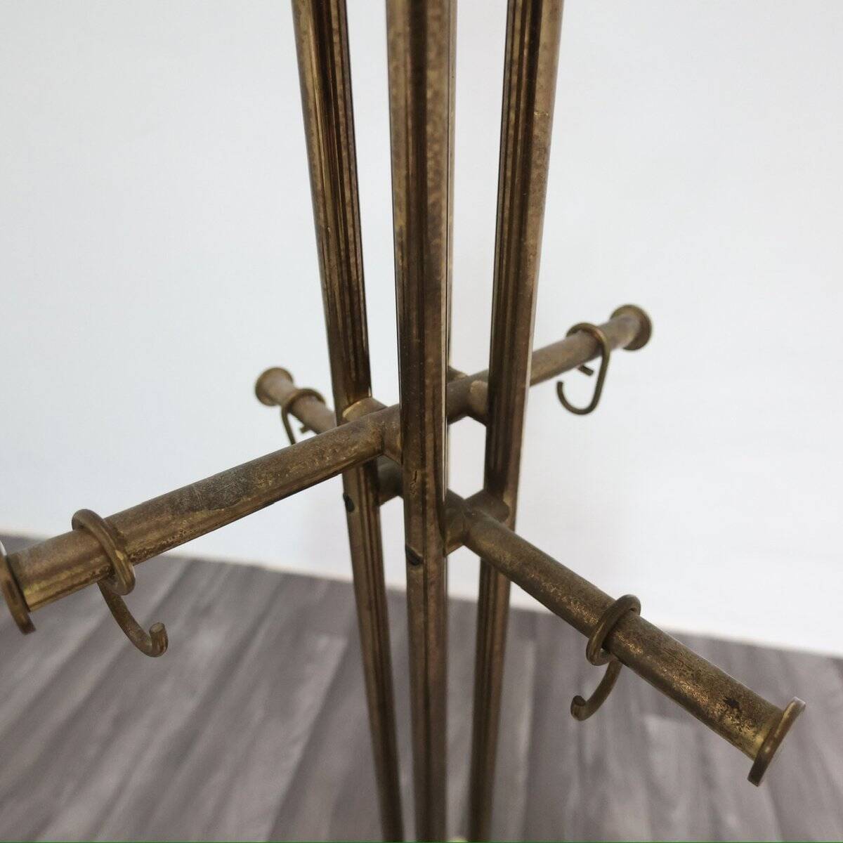 Modern Marble and Brass Coat Rack by Renato Zevi for Metalarte, 1970s