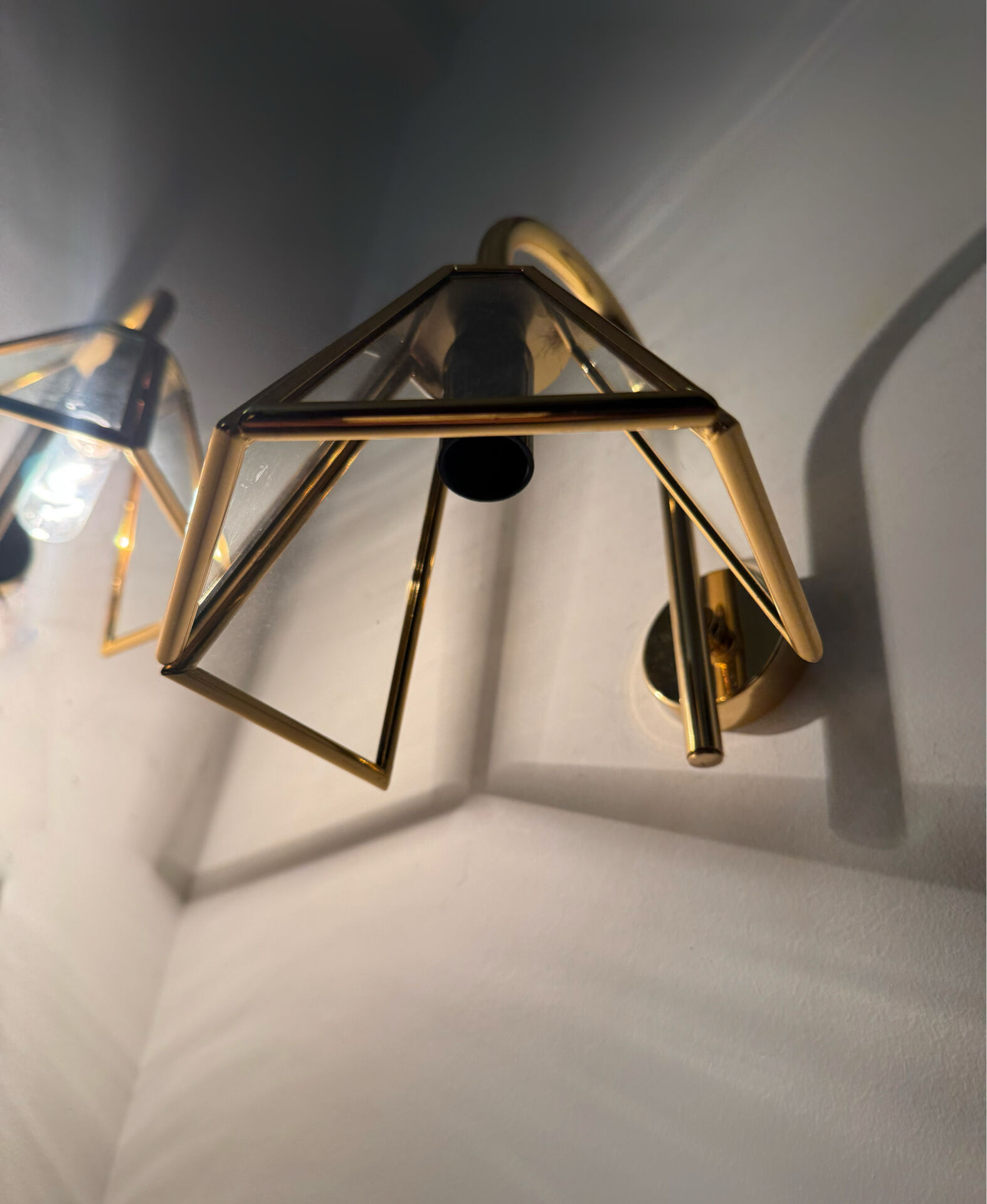 Vintage gold swan neck wall lights