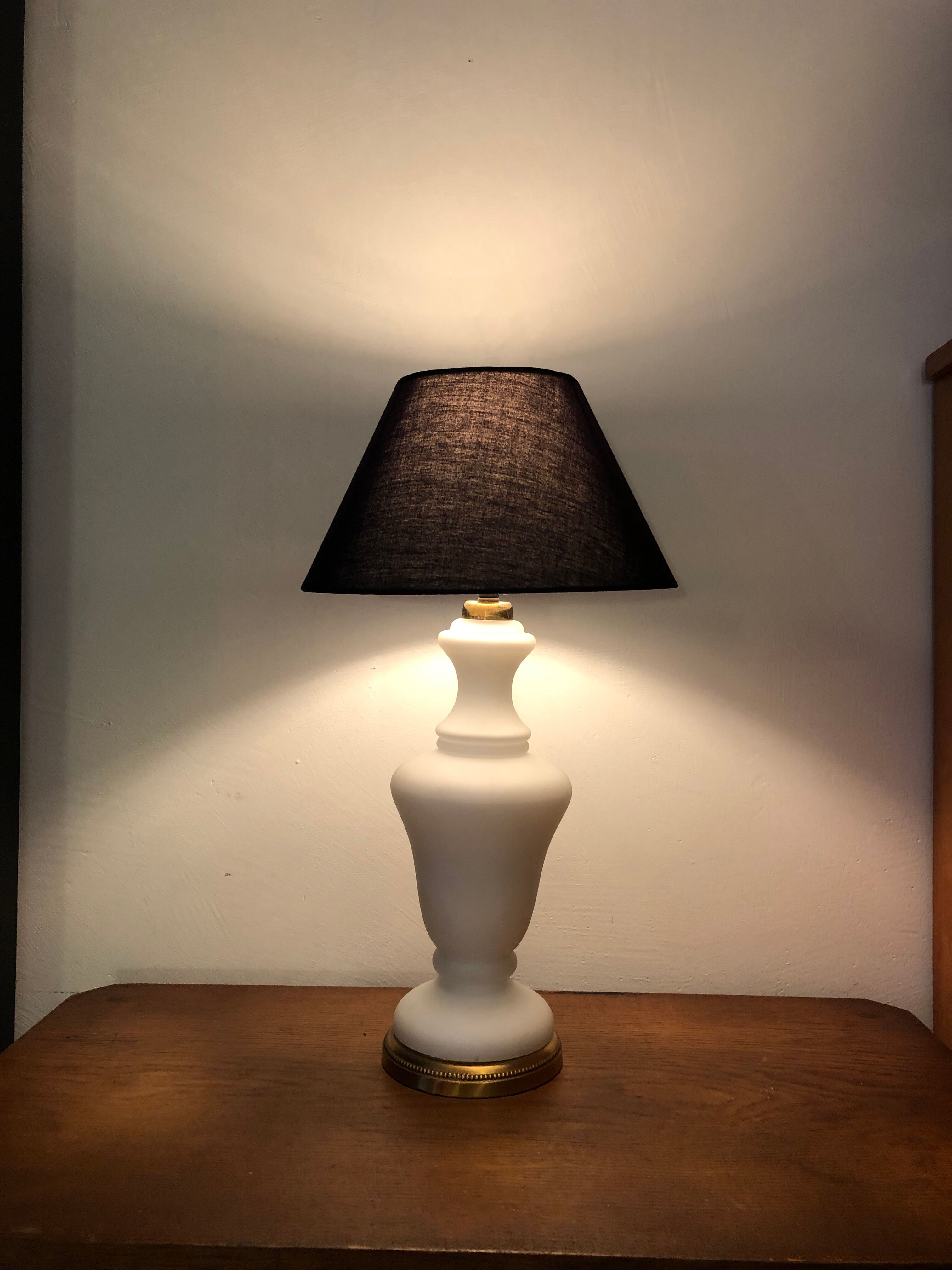Ancient brass lamp and opaline