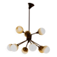 Impressive brass chandelier with opaline globes, Italy 1960s