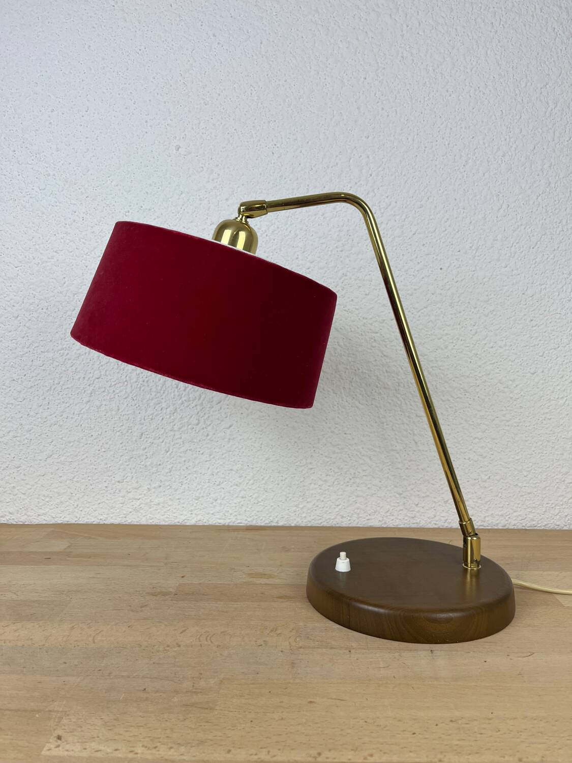 Vintage wood and brass lamp, 1950s