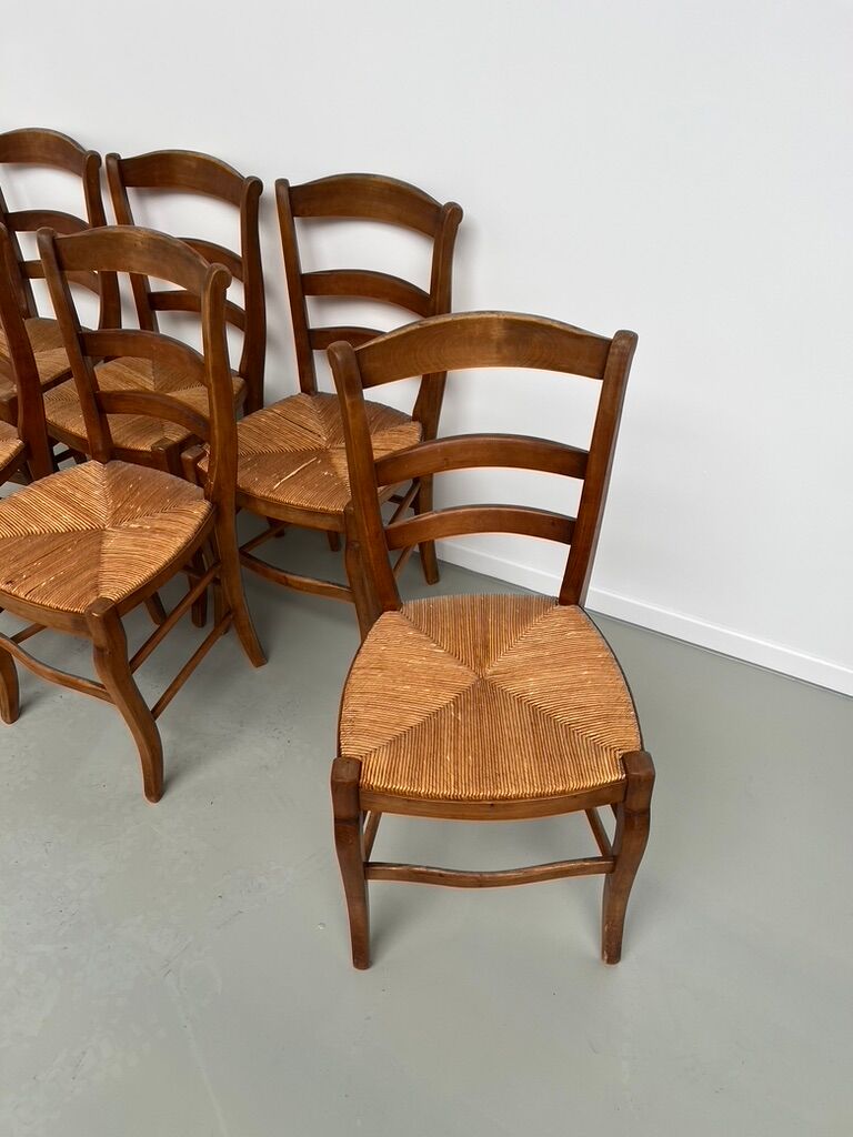 6 50s straw chairs