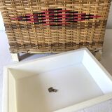 Low fishing box stool in rattan and skai