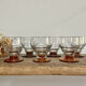 6 vintage glasses with amber feet