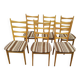Set of 6 light wood chairs with vintage Scandinavian fabric