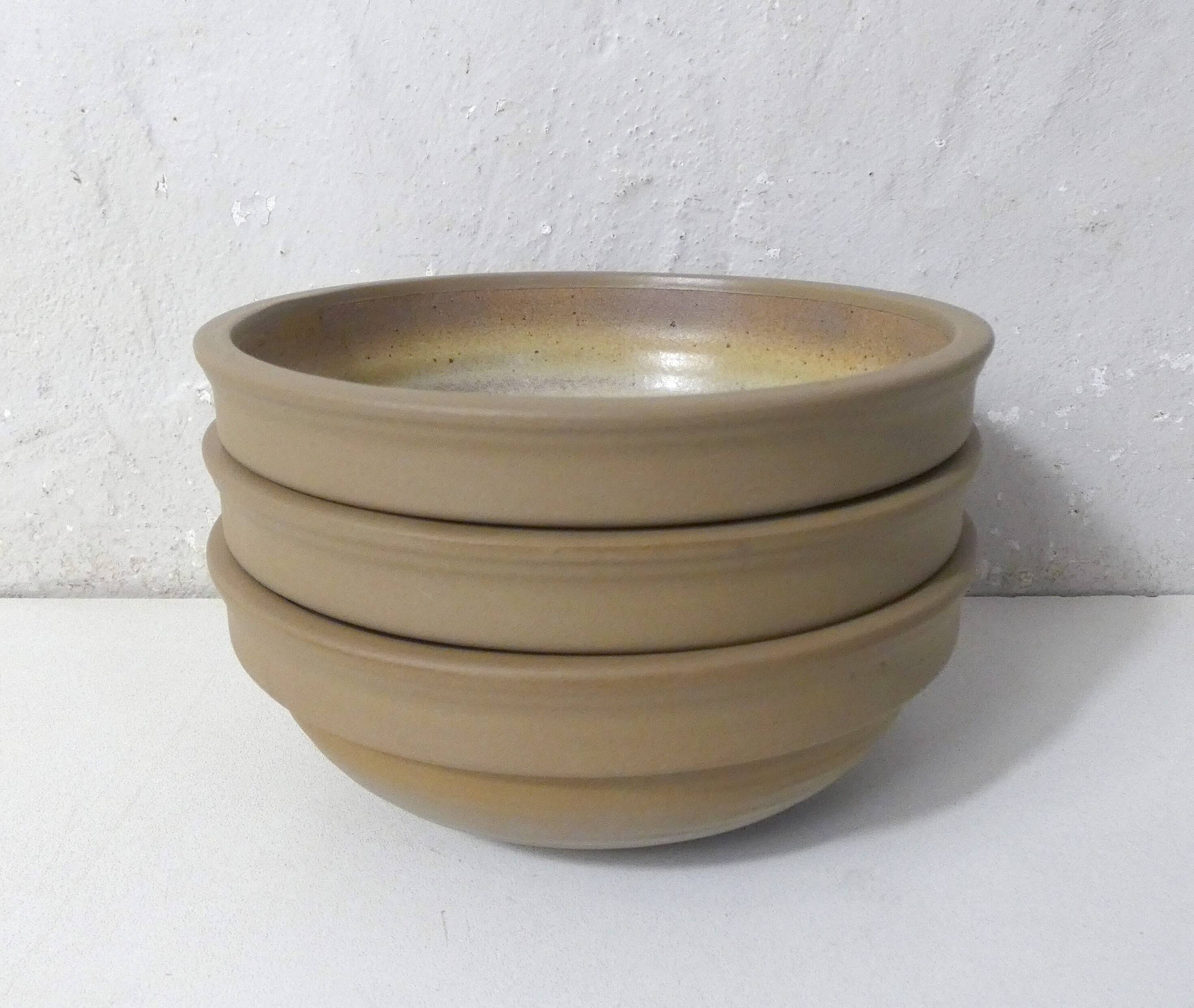3 vintage stoneware bowls