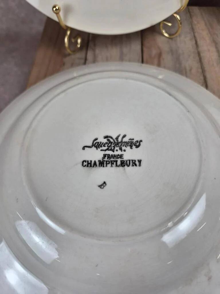 Lot de 4 assiettes creuses vintage Sarreguemines modèle Champfleury