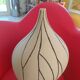 Designer vase in white ceramic with enamelled black stripes.