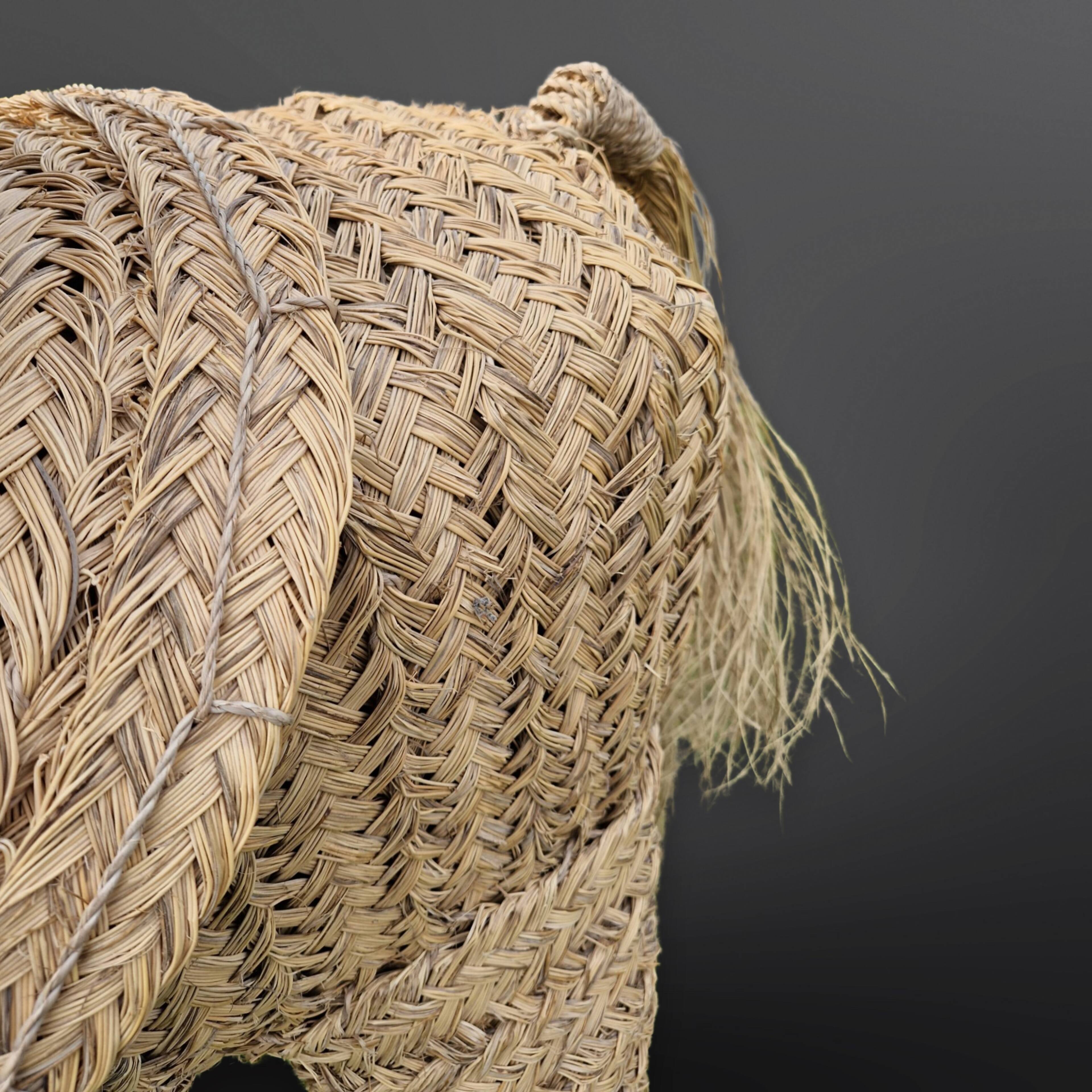 Hand crafted straw donkey, Marocco 1970s