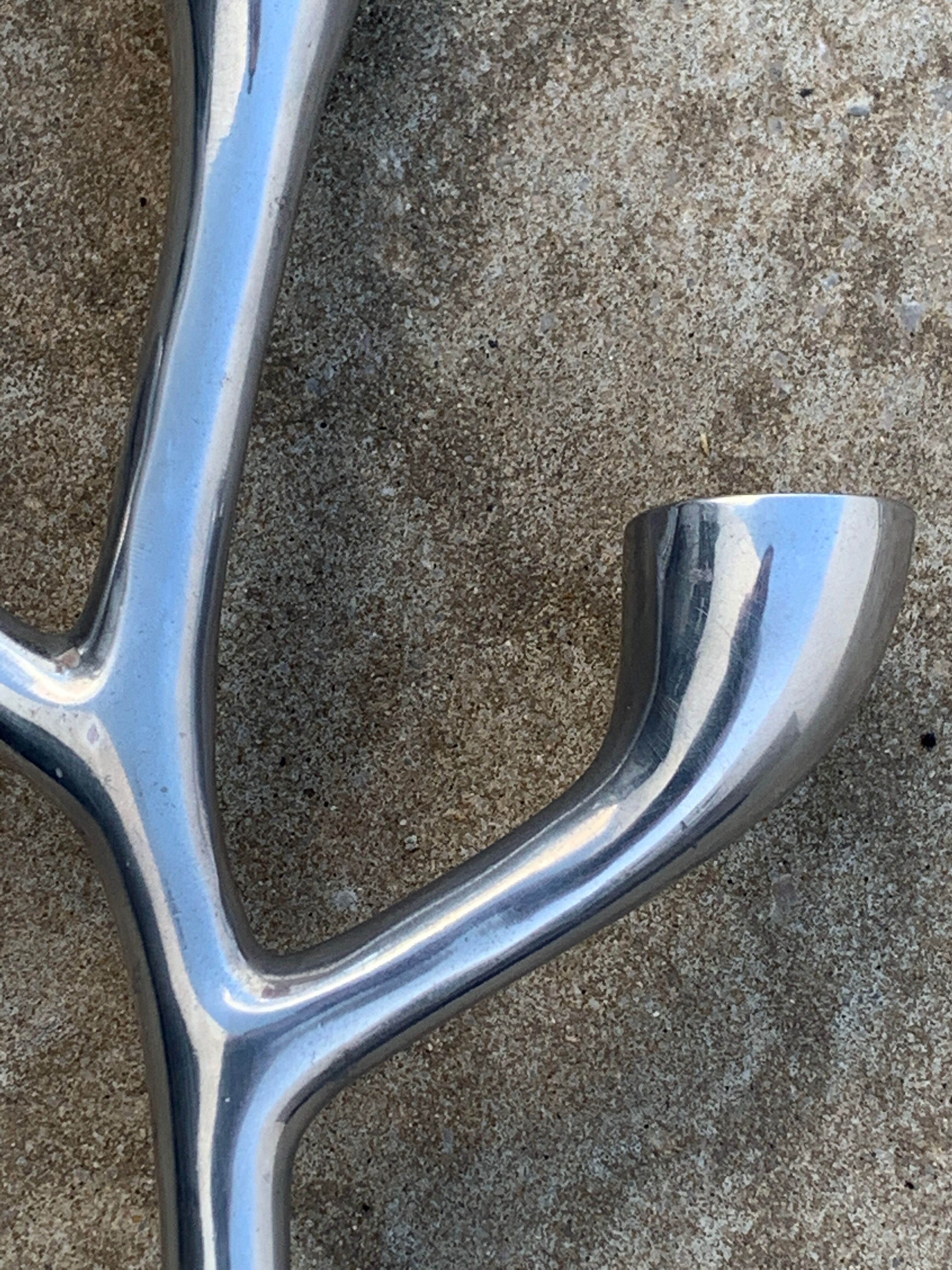 Organic candle holder in brushed aluminum, 3 branches, 1970
