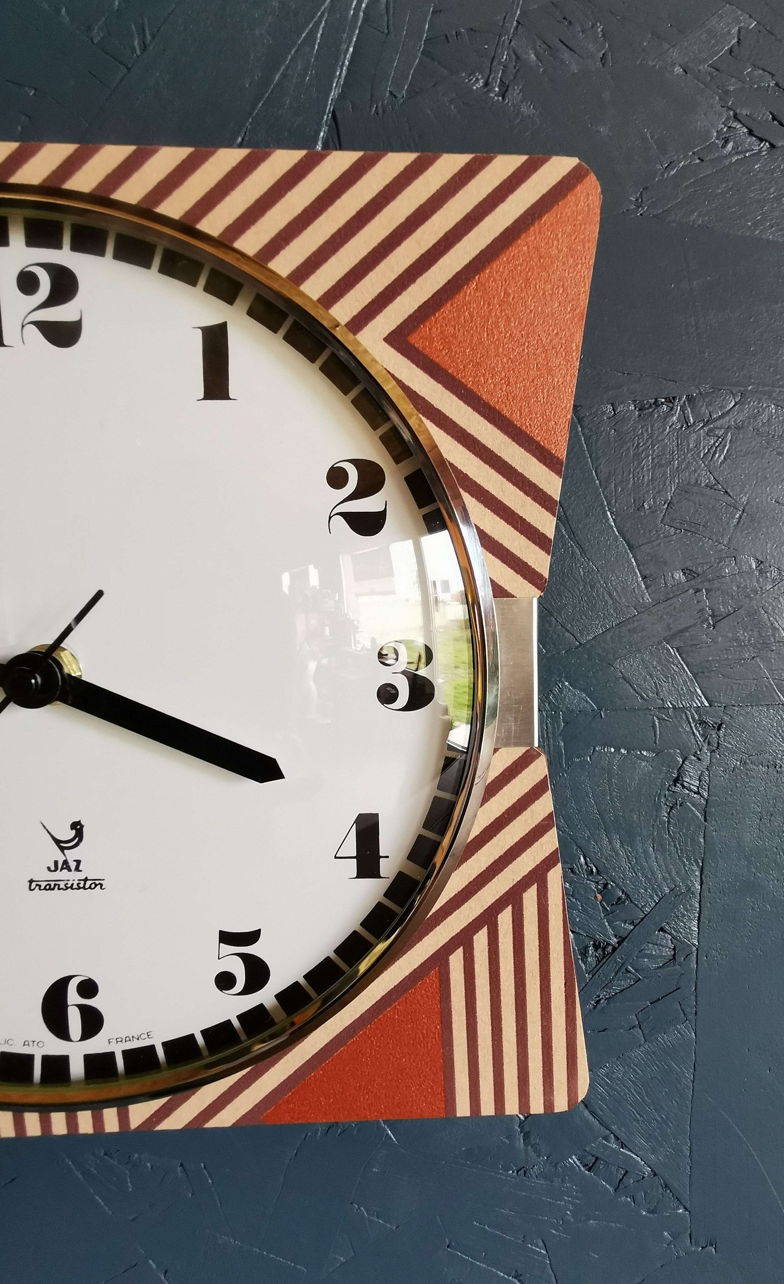 Clock silent rectangular vintage wall pendulum "Jaz copper pink"