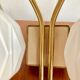Pair of double origami opaline brass wall lamps