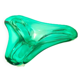 Plat trilobe en verre vert-de-mer midcentury