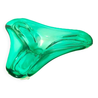 Midcentury trilobe dish in sea-green glass