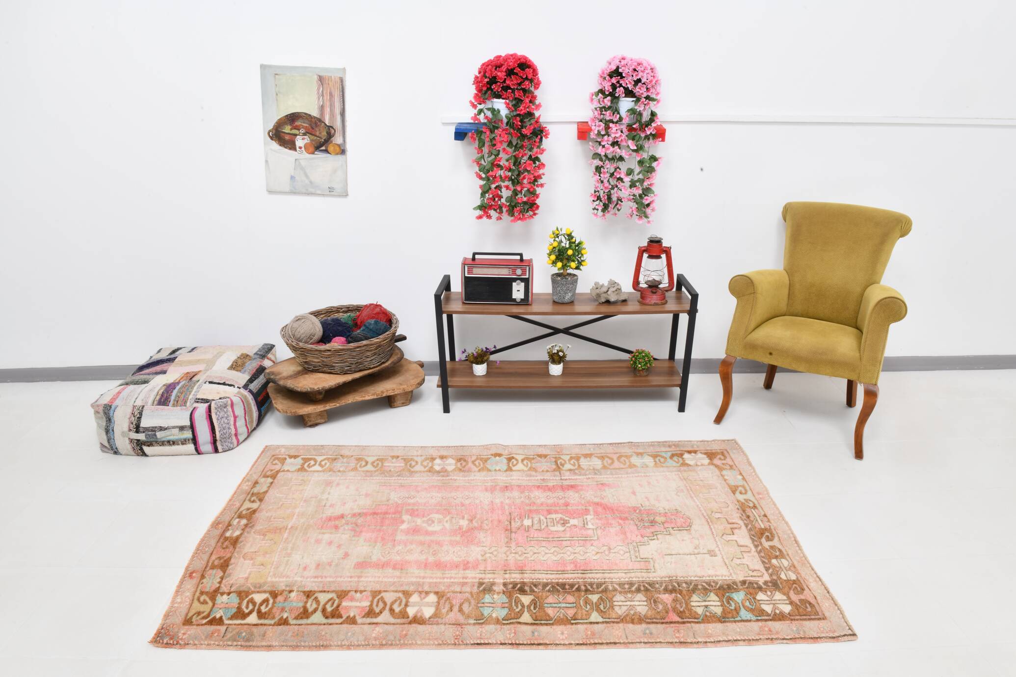 4x7 Pink & Brown Persian Area Rug 118x210Cm SK 22164