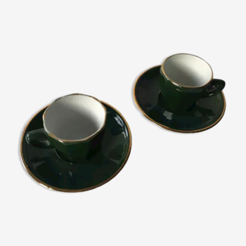 Pair of green apilco coffee cups