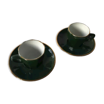 Pair of green apilco coffee cups