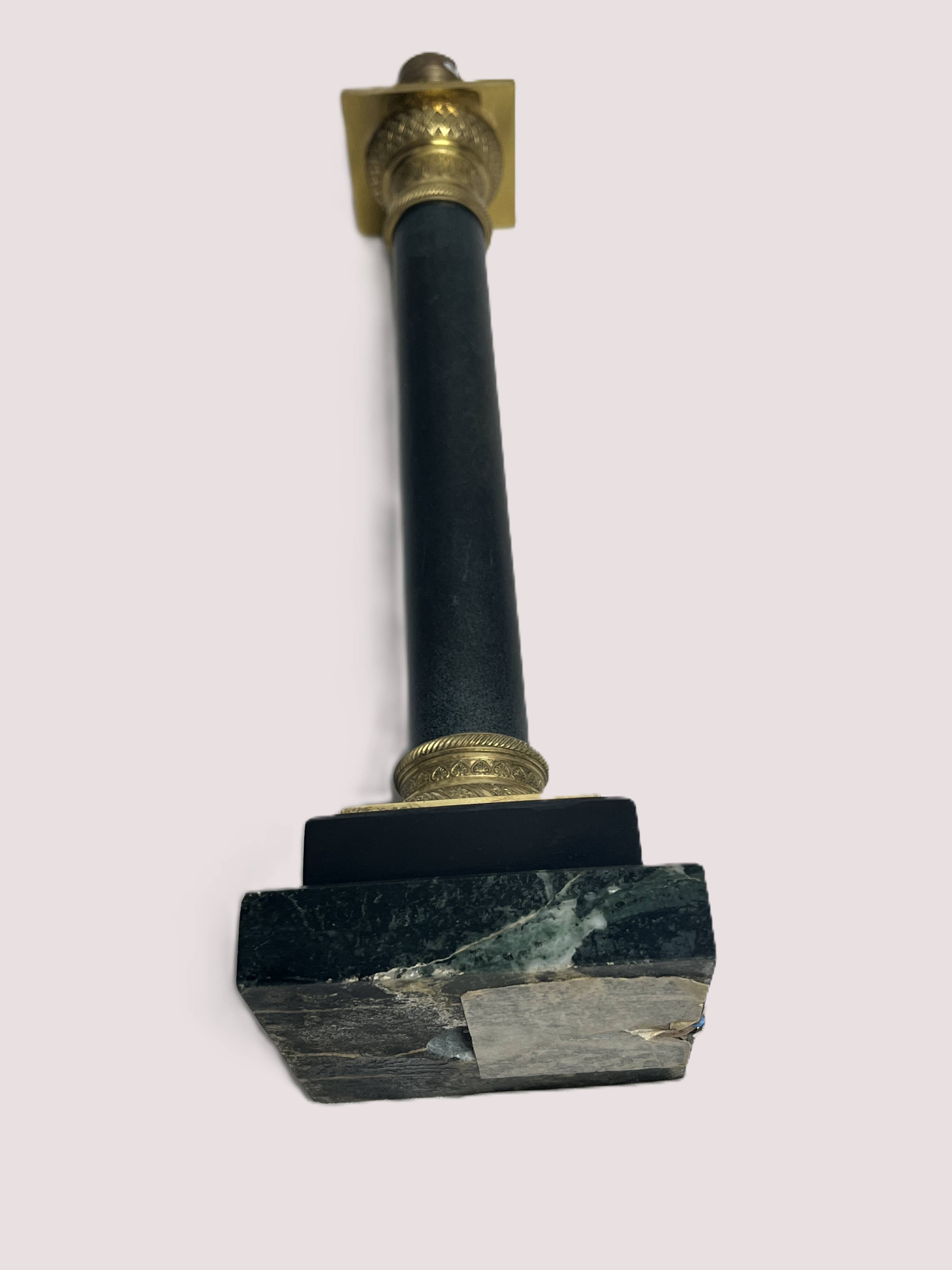 Empire bronze lamp base, marble and patinated sheet metal, 20th century