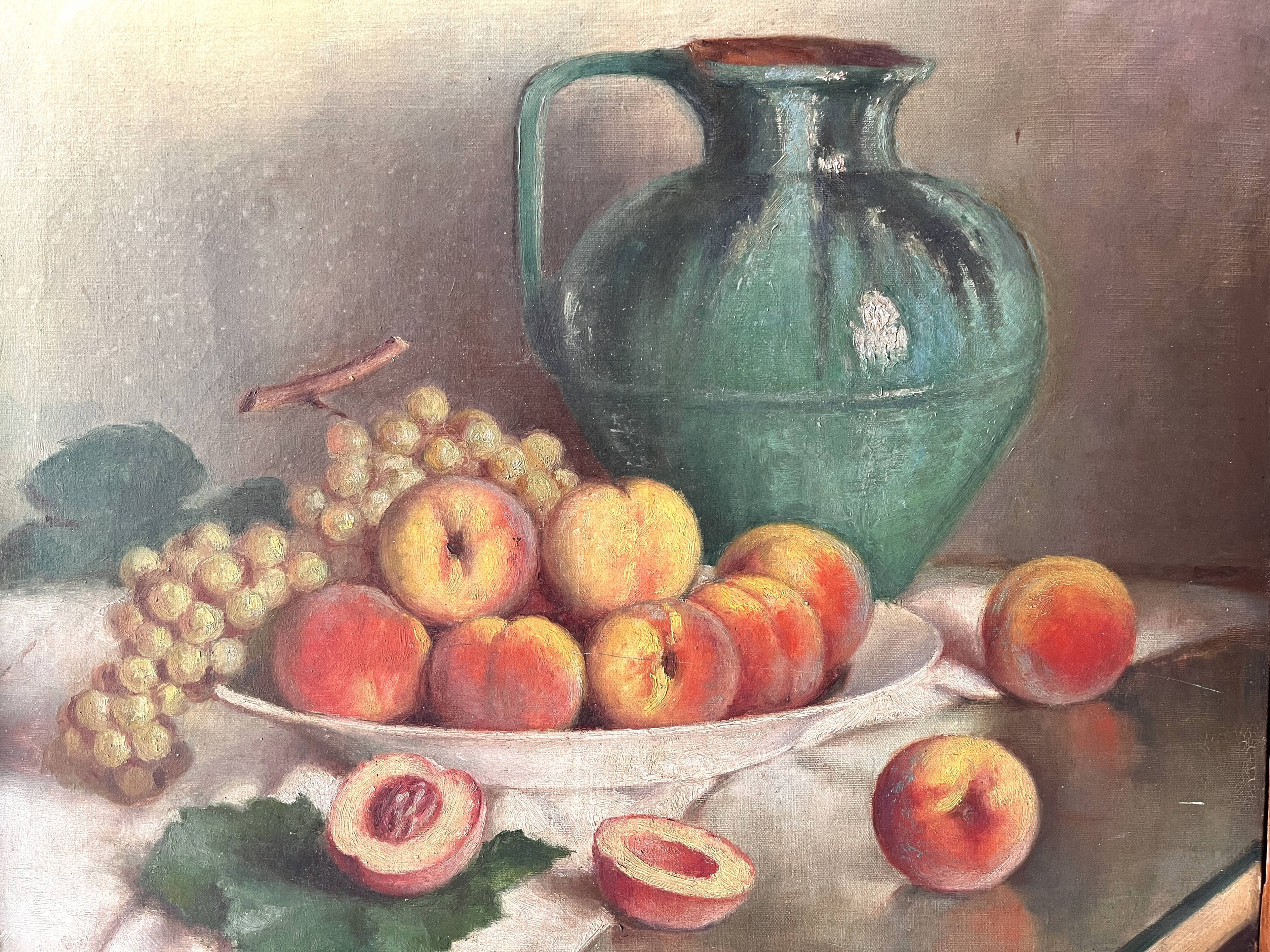 Still life with fruits, oil on canvas circa 1920