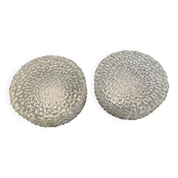 Paire plafonnier RZB verre moulé 1960. Allemagne