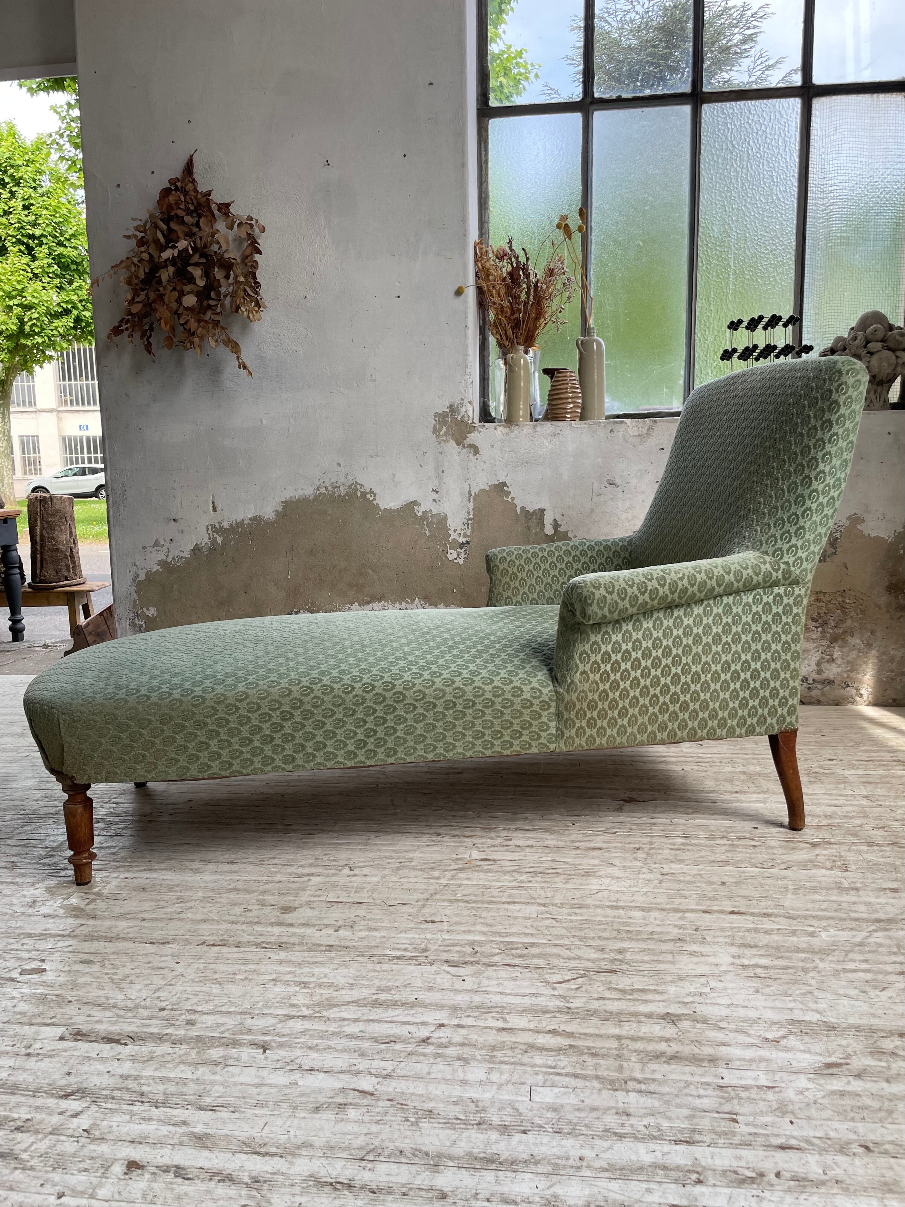 Méridienne napoléon velours vert