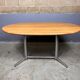 Vintage Dining Table Oval Chrome Solid Oak