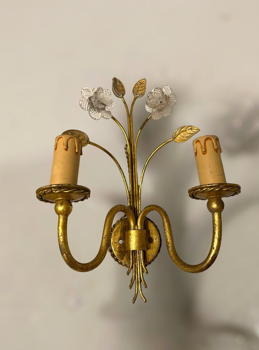 Italian Murano Glass Gilded Sconces