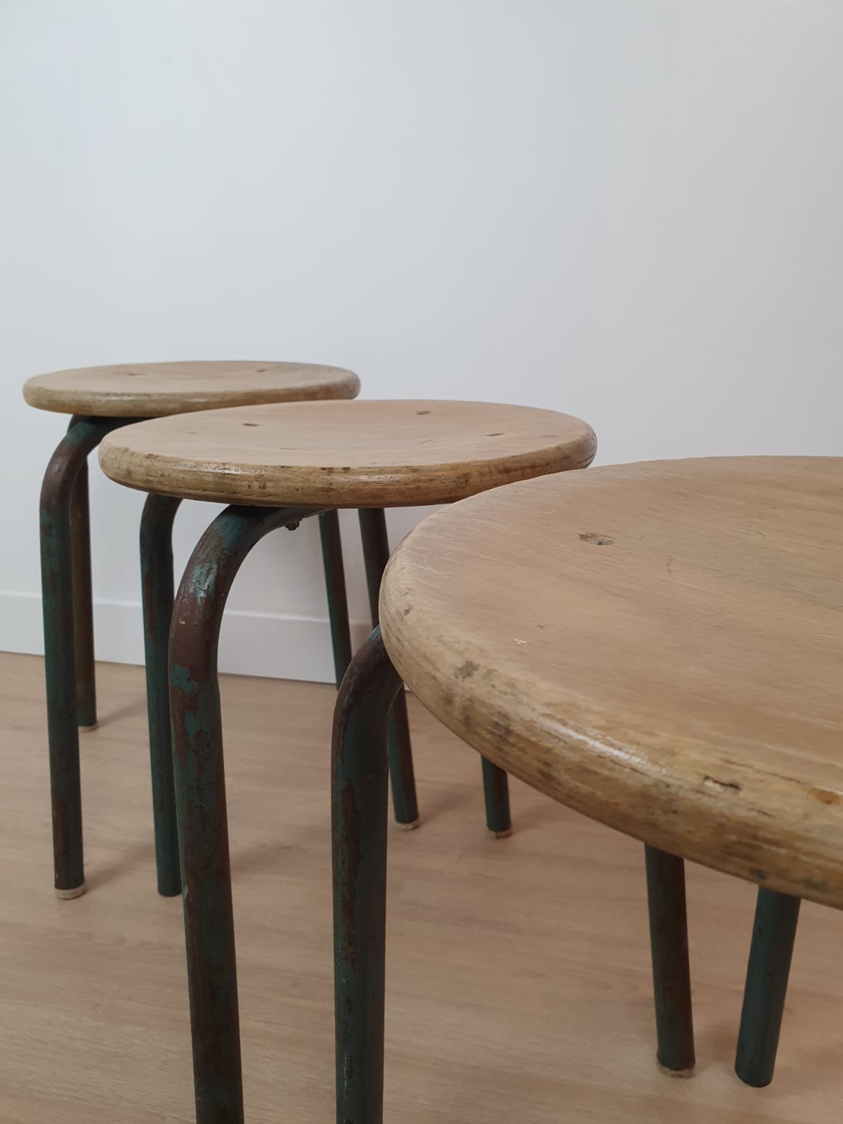 Lot three workshop stools 50s