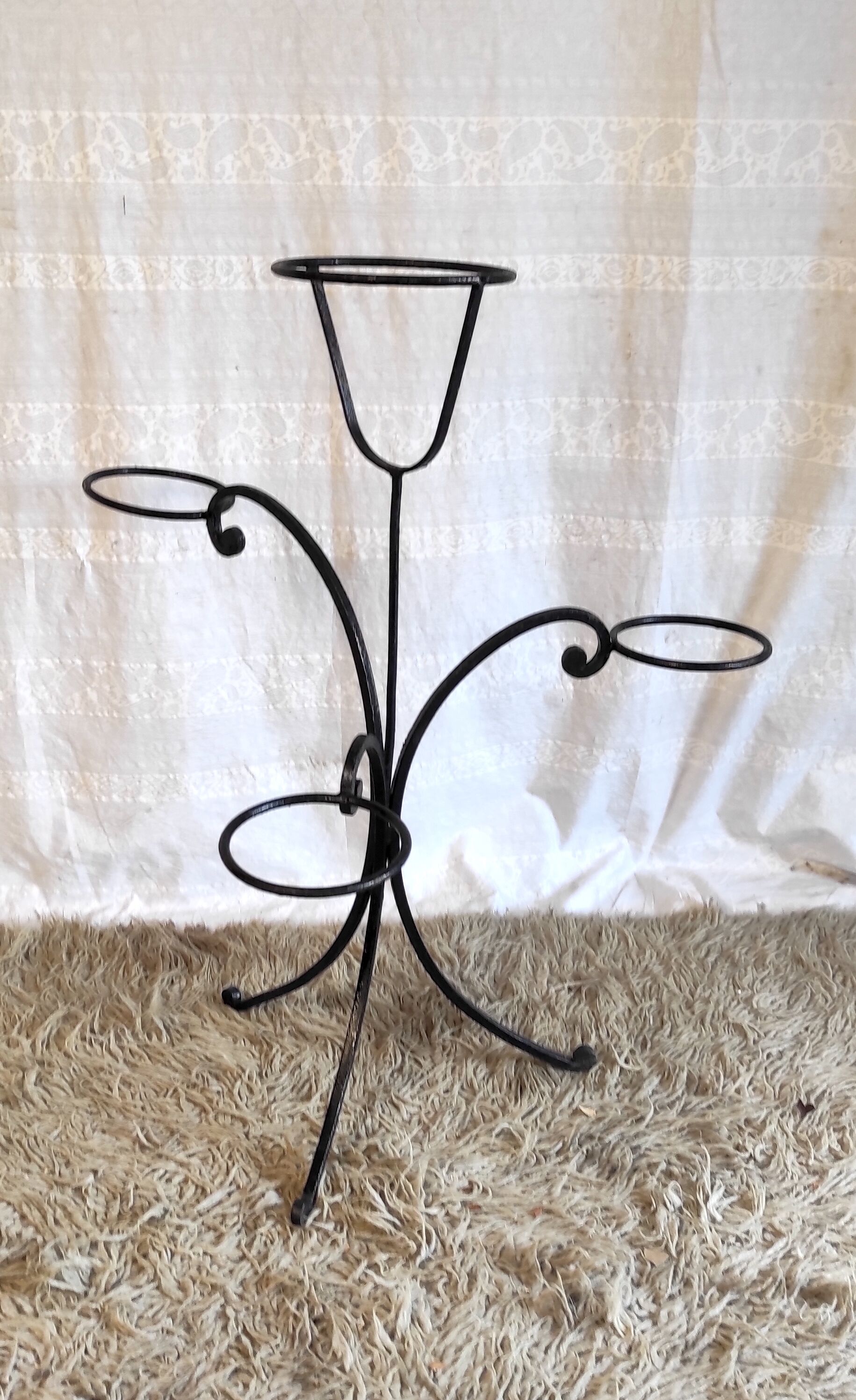 Black lacquered metal plant holder 50s/60s