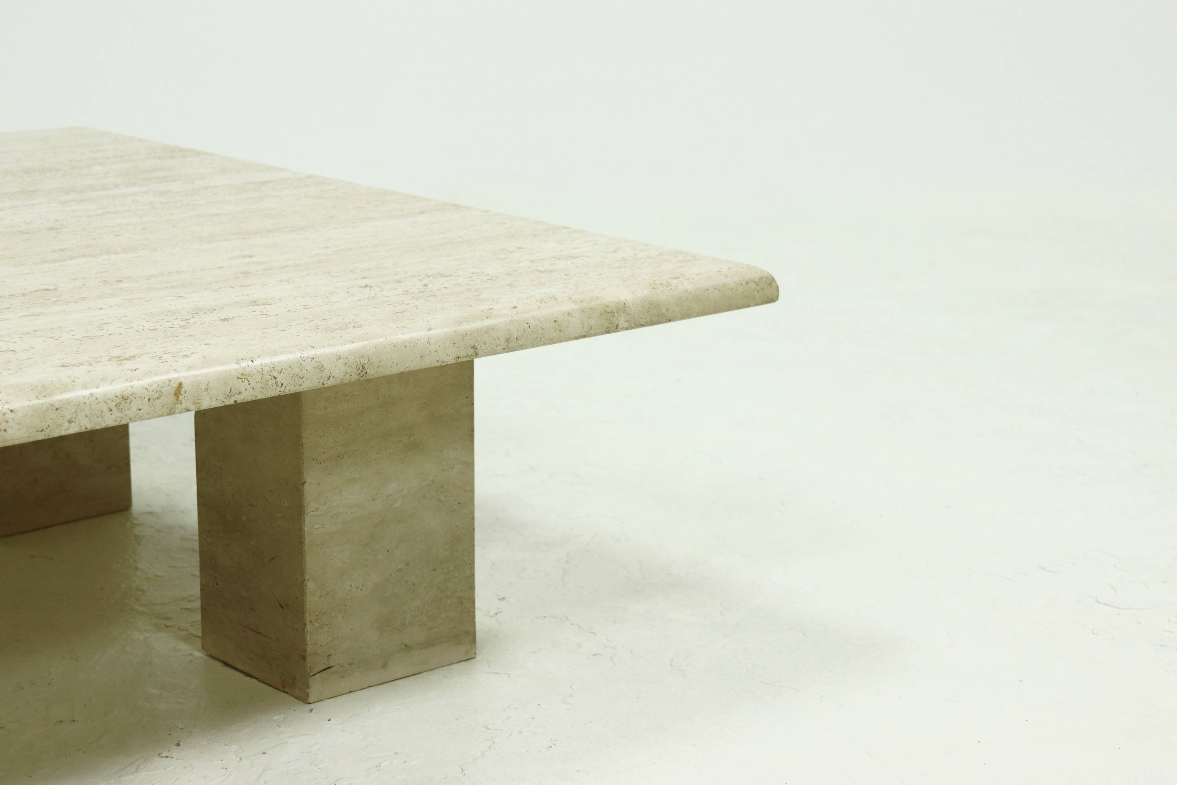 Mid Century Italian Modern Travertine Coffee Table 1970s