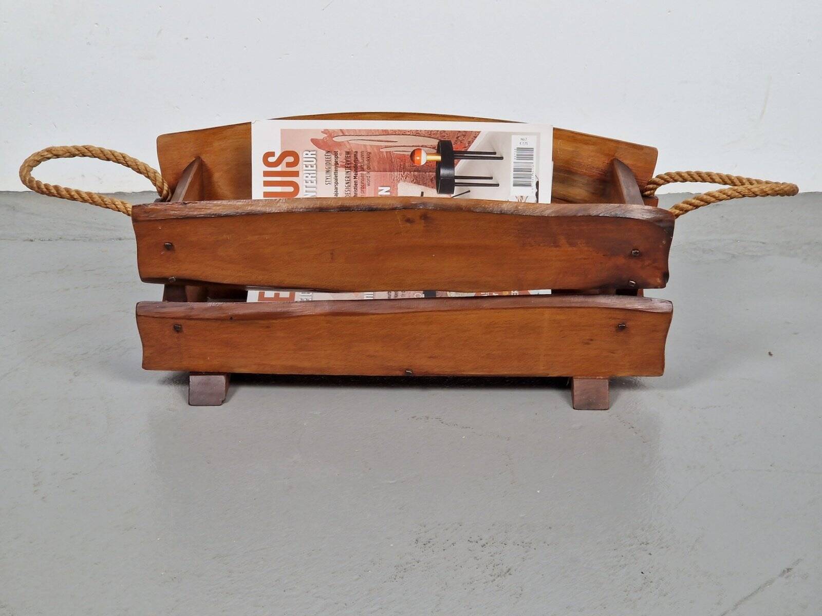 Brutalist Rope Magazine Rack, 1960s