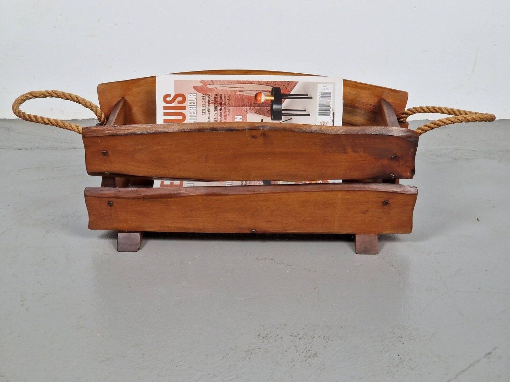 Brutalist Rope Magazine Rack, 1960s