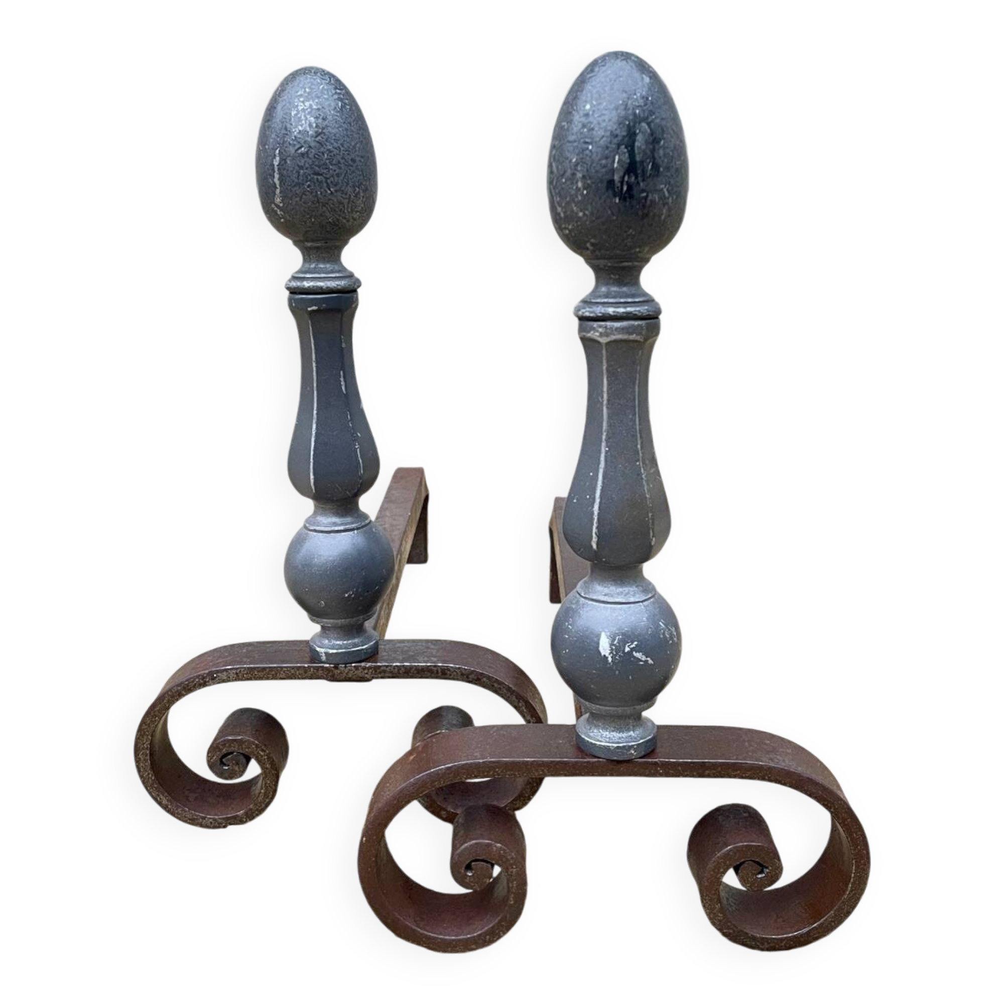 Vintage geometric andirons