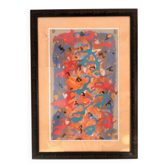 Framed Paper Painting WILLIAM BRUI contemporary abstract modernism